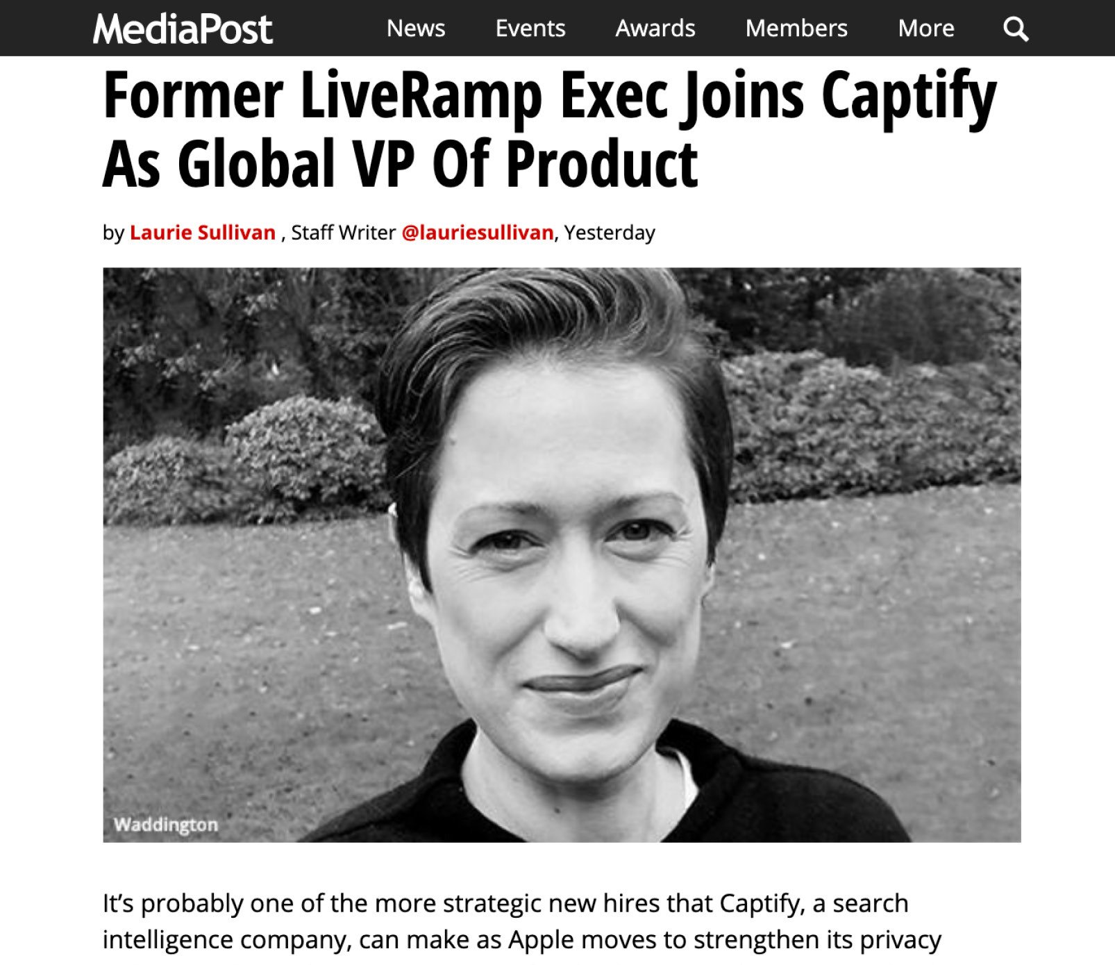 MediaPost: Former LiveRamp Exec Joins Captify As Global VP Of Product