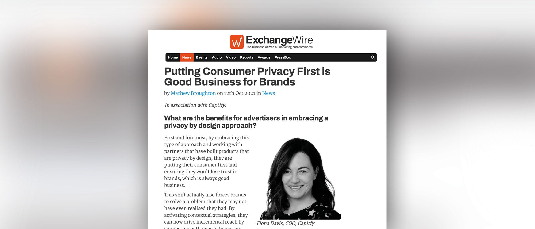 ExchangeWire: Captify’s COO, Fiona Davis—Putting Consumer Privacy First is Good Business for Brands