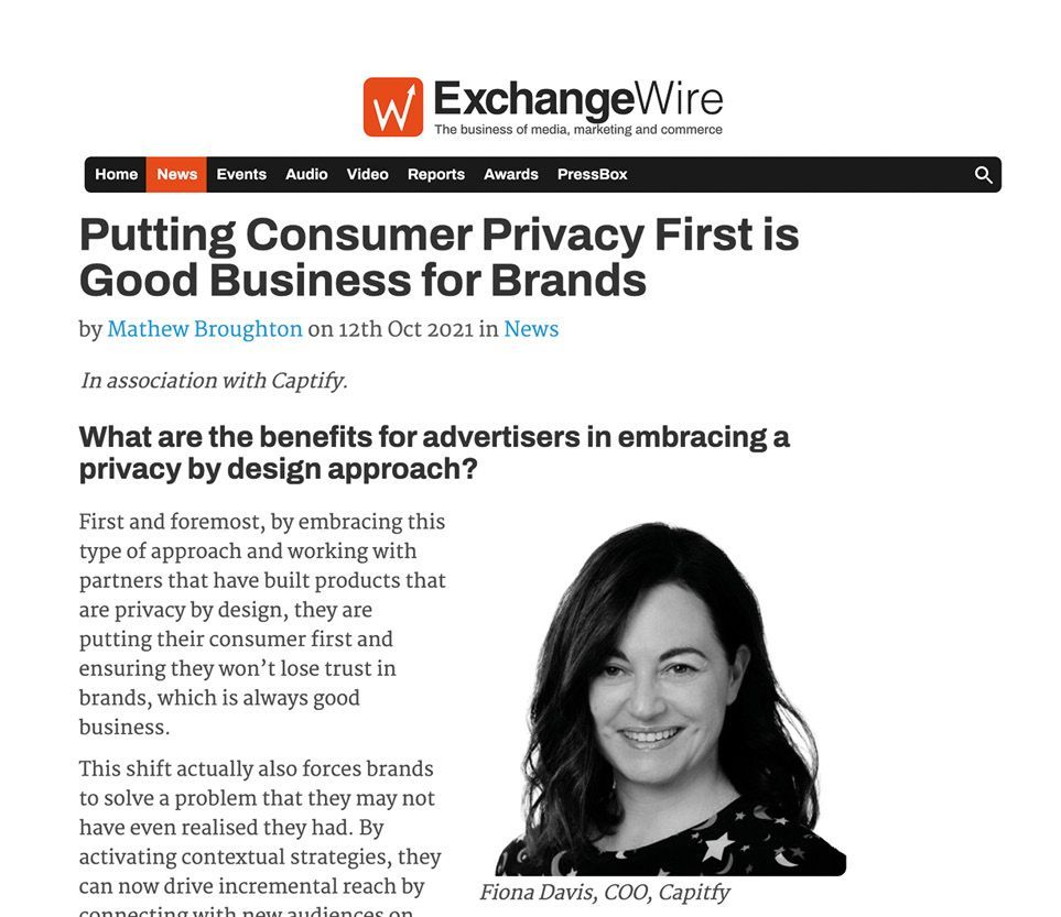 ExchangeWire: Captify’s COO, Fiona Davis—Putting Consumer Privacy First is Good Business for Brands