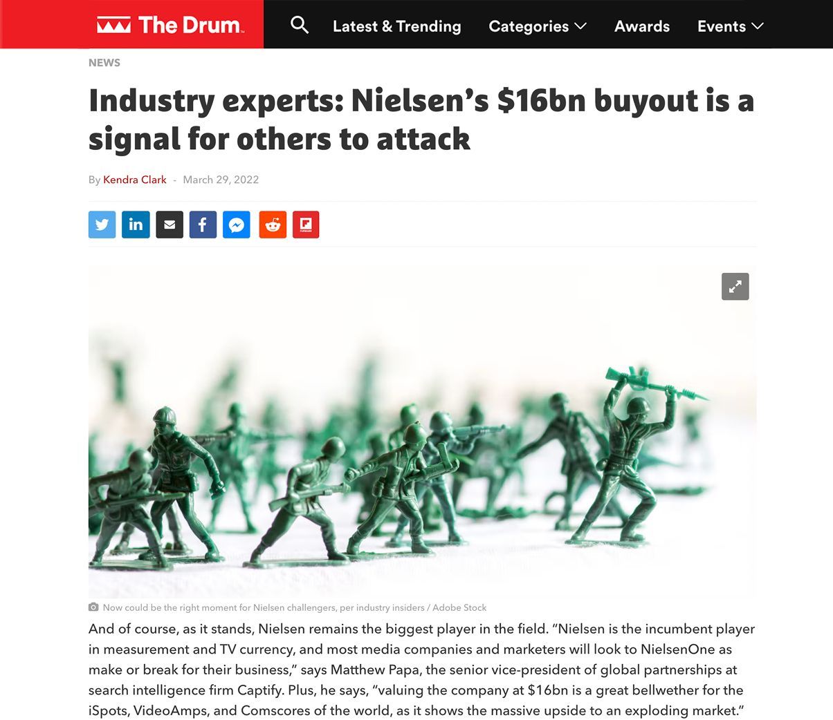 The Drum: Industry Experts—Nielsen’s $16bn Buyout is a Signal for Others to Attack