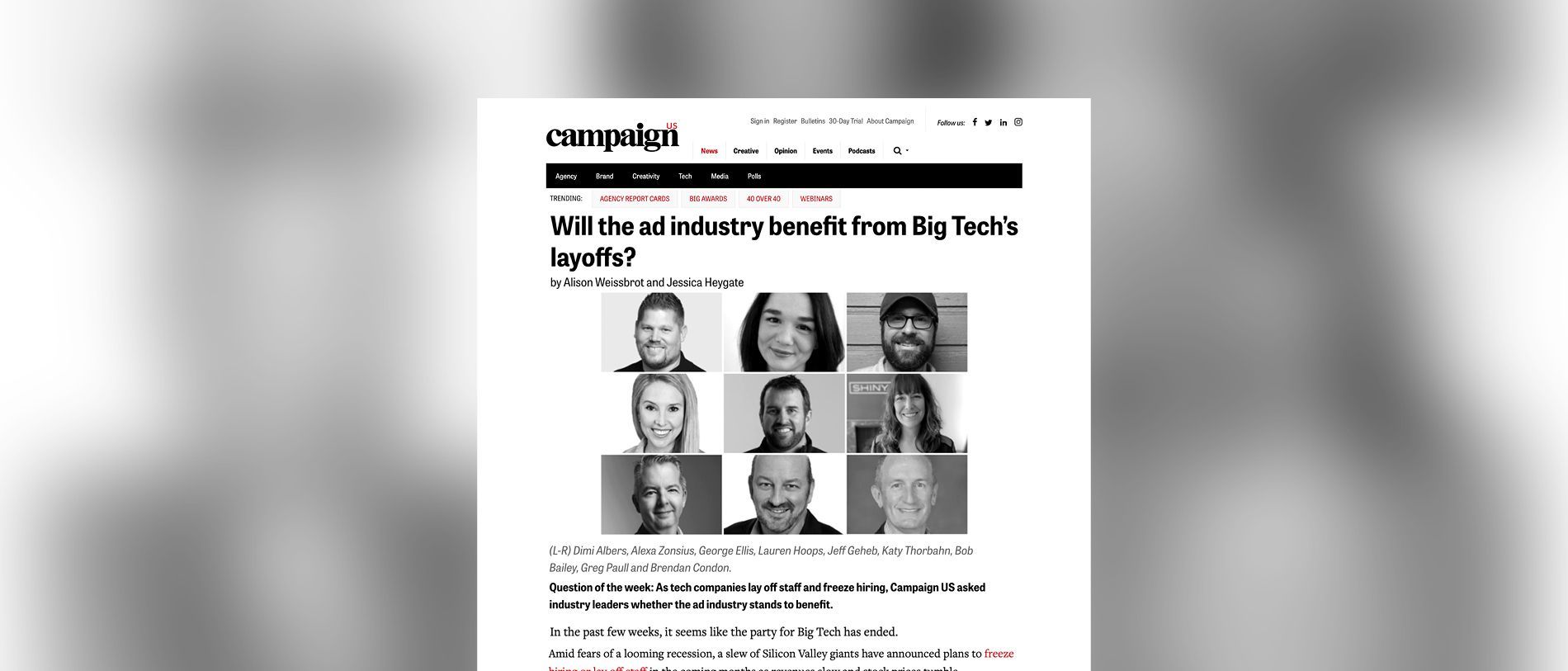 Campaign US: Will The Ad Industry Benefit From Big Tech’s Layoffs?