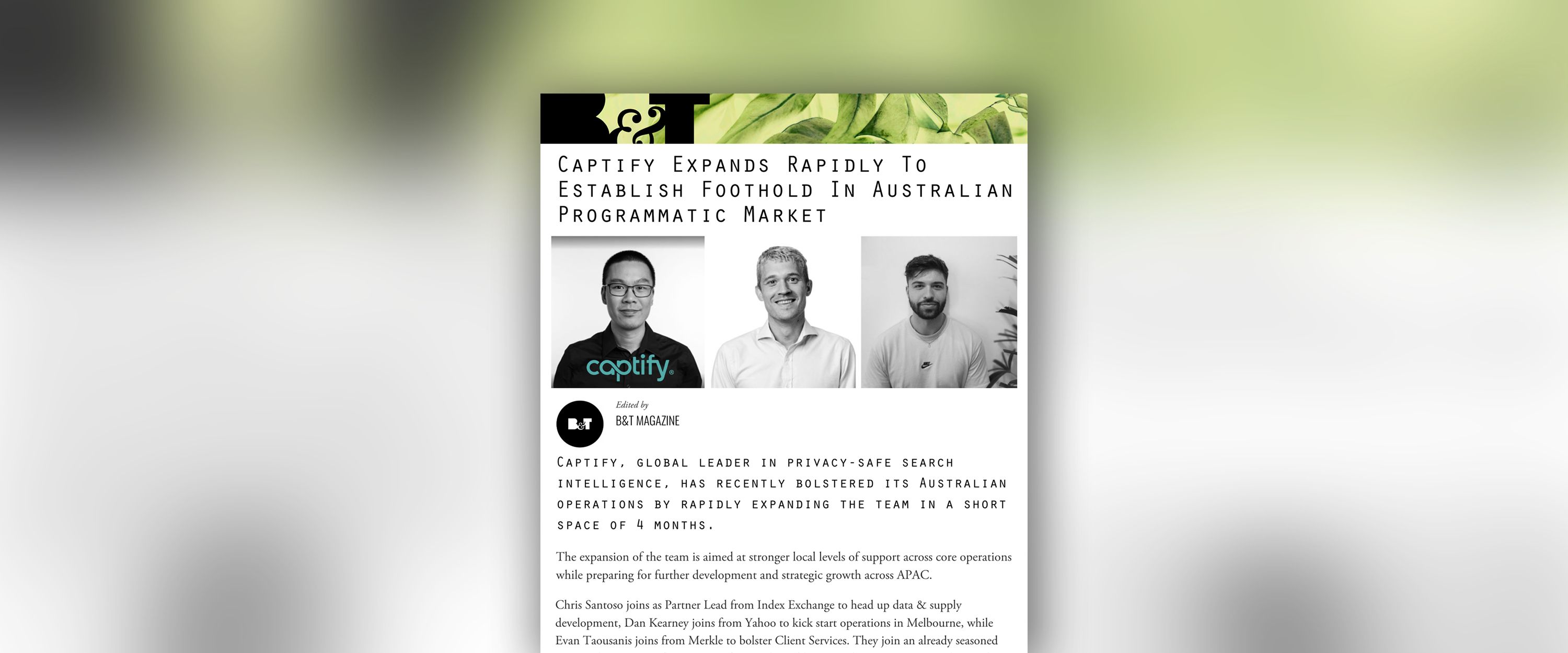 B&T: Captify Expands Rapidly To Establish Foothold In Australian Programmatic Market